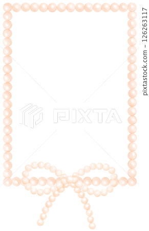 Cute White Pearl Rectangle frame shape with ribbon bow watercolor Cute White Pearl Rectangle frame shape with ribbon bow watercolor 126263117