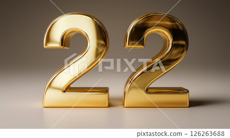 Golden number 22 stands out in a sleek background 126263688