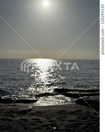 Sunset ocean waves. Sunset ocean horizon. High quality 4k footage 126264130