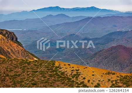 The ridgeline to Mt. Funamyojin and the Iide mountain range seen from the summit of Mt. Adatara The ridgeline to Mt. Funamyojin and the Iide mountain range seen from the summit of Mt. Adatara 126264154