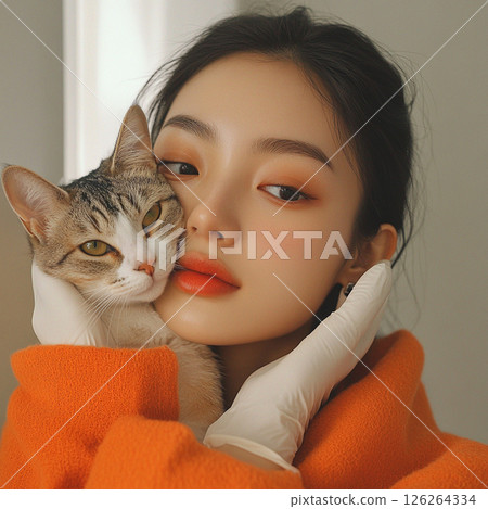 一個和貓一起玩的女人 一個和貓一起玩的女人 126264334