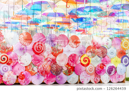Herb garden's colorful "Umbrella Sky", Inawashiro Town, Fukushima Prefecture Herb garden's colorful "Umbrella Sky", Inawashiro Town, Fukushima Prefecture 126264439