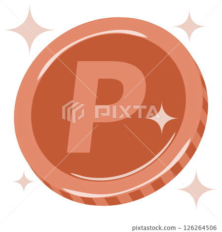 Sparkling bronze point coin illustration image material 126264506