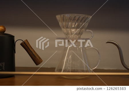 Kettle Coffee grinder winch. Equipment for drip coffee Kettle Coffee grinder winch. Equipment for drip coffee 126265383