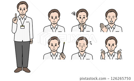 插圖集 A 是一名身著休閒服的 IT 工程師(全身、半身像、富有表現力的面部表情和 插圖集 A 是一名身著休閒服的 IT 工程師(全身、半身像、富有表現力的面部表情和 126265750