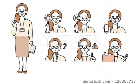 Casually dressed female IT engineer illustration set B (full body, bust up, expressive facial expressions & portraits) Casually dressed female IT engineer illustration set B (full body, bust up, expressive facial expressions & portraits) 126265755