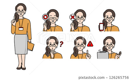Casually dressed female IT engineer illustration set B (full body, bust up, expressive facial expressions & portraits) Casually dressed female IT engineer illustration set B (full body, bust up, expressive facial expressions & portraits) 126265756