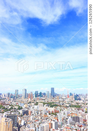 東京，東京城市景觀和東京鐵塔景觀 126265990