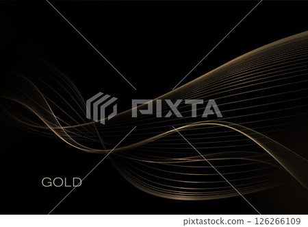 Isolated design element, great wavy gold shape on black background Isolated design element, great wavy gold shape on black background 126266109
