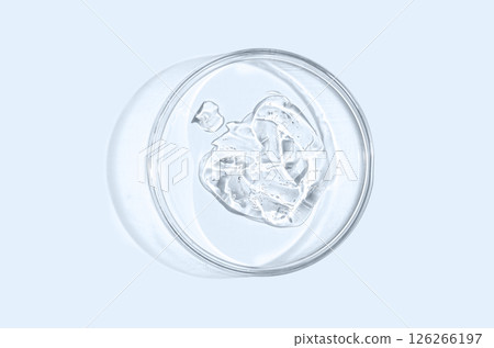 Skin serum or face wash gel in a Petri dish. For cosmetic procedures. 126266197