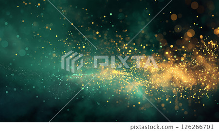 Gold light particles on green background seamless texture 126266701