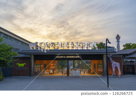 Tennoji Zoo's Tenshiba Gate in the sunset Tennoji Zoo's Tenshiba Gate in the sunset 126266725