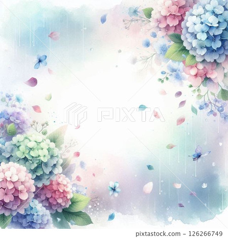 Illustration frame of hydrangea drawn in watercolor 126266749