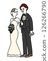 婚禮插圖：新娘和新郎在婚禮上牽手 126266790