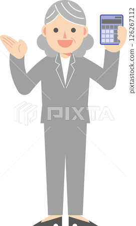 Woman in suit with calculator 126267112