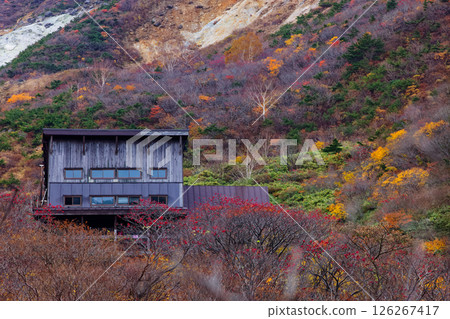 安達太良山和黑鐵小屋的紅葉 126267417