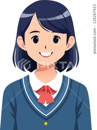 穿制服的學生插畫素材 126267423