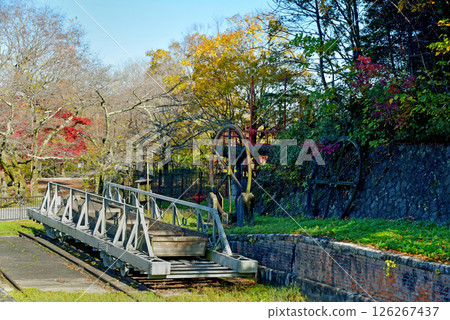 Kicking Incline of Autumn Leaves 126267437