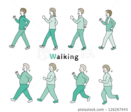 Set of walking people Set of walking people 126267443