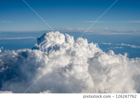 Aerial cloudscaspe picturesque clouds and sky from top view over the horizon 126267762