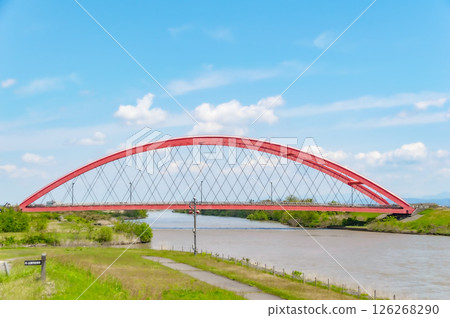 Red arch bridge: Honkawa Bridge Red arch bridge: Honkawa Bridge 126268290