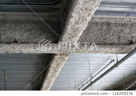 Image of steel frame fireproof coating Image of steel frame fireproof coating 126268336