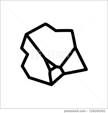 Mined stone line icon. Mined rock stone sign, simple gravel symbol, game mountain mineral 126268382