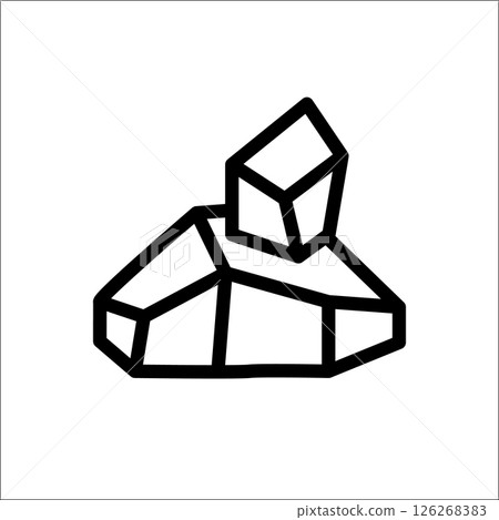 Gypsum stone thin lined illustration. Minimalist quartz drawing, single sandstone silhouette 126268383