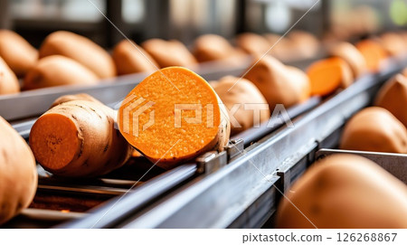 Sweet potato processing in industrial setting for food production and supply chain 126268867