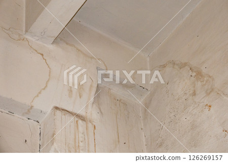 Damage ceiling from water pipelines leakage. Housing problem concept 126269157