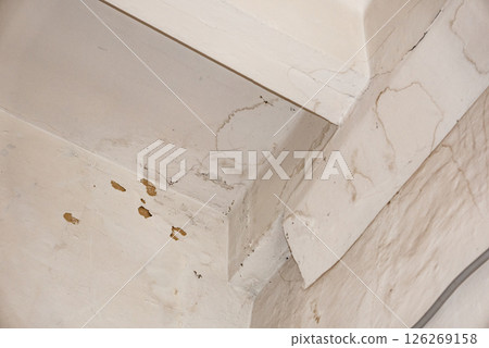 Damage ceiling from water pipelines leakage. Housing problem concept 126269158