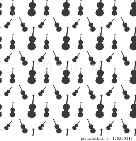 Seamless pattern of violins on white background, icon classical musical instruments, vector illustration Seamless pattern of violins on white background, icon classical musical instruments, vector illustration 126269315