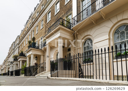 Classic London Residential Street Featuring Historic Architecture and Balconies Classic London Residential Street Featuring Historic Architecture and Balconies 126269629