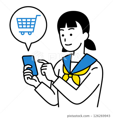 Female student doing online shopping with a smartphone 126269943