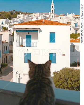 白色的建築、藍天和貓 126270035