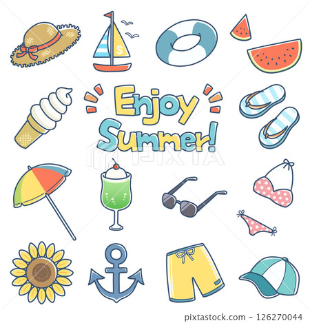 Pop and cute summer item set: with main lines 126270044