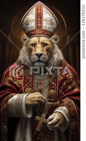 A lion as a pope illustration 126270332