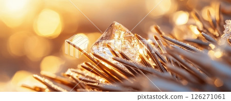 Sparkling Golden Holiday Gleaming in Festive Atmosphere 126271061