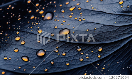Glistening Leaves   Captivating Macro of Luminous Wet Foliage Reflecting Ambient Light 126271094