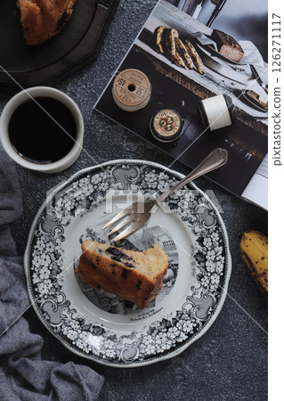 Blueberry and banana kouglof cake Blueberry and banana kouglof cake 126271117