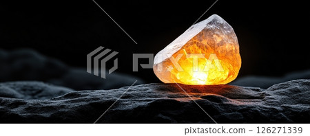 Glowing Chakra Crystal Stone in Minimalist Natural Setting Glowing Chakra Crystal Stone in Minimalist Natural Setting 126271339