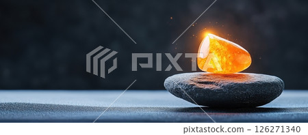 Glowing Chakra Stone in Minimalist Nature Setting 126271340