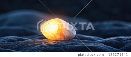 Glowing Chakra Stone Radiating Peaceful Energy in Serene Landscape 126271341