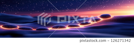 Glowing Chakra Stones in Mystical Nightscape 126271342