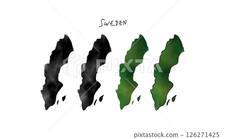 Vector illustration of a hand-drawn map of Sweden painted in watercolor Vector illustration of a hand-drawn map of Sweden painted in watercolor 126271425
