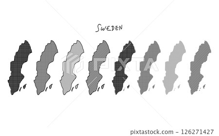 手繪向量插圖的瑞典地圖，帶有有點和條紋 126271427