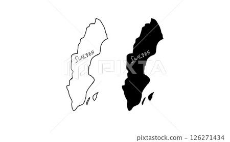 簡單的瑞典地圖手繪向量插圖 2 126271434