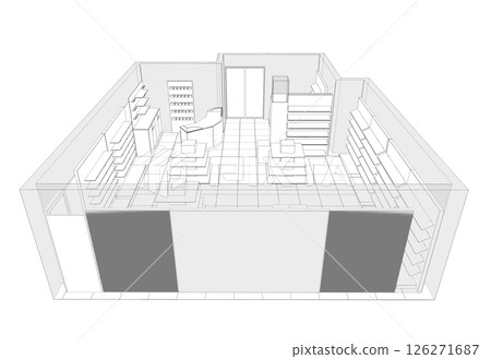 shopping mall, contour visualization, 3D illustration, sketch, outline shopping mall, contour visualization, 3D illustration, sketch, outline 126271687