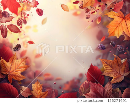 Autumn background with falling leaves and space for text illustration. Autumn background with falling leaves and space for text illustration. 126271691