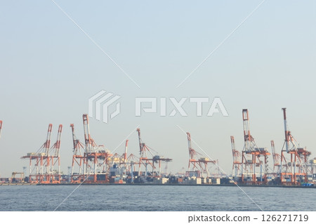 View of the Yokohama Port facilities from the Yokohama Bay Bridge 126271719